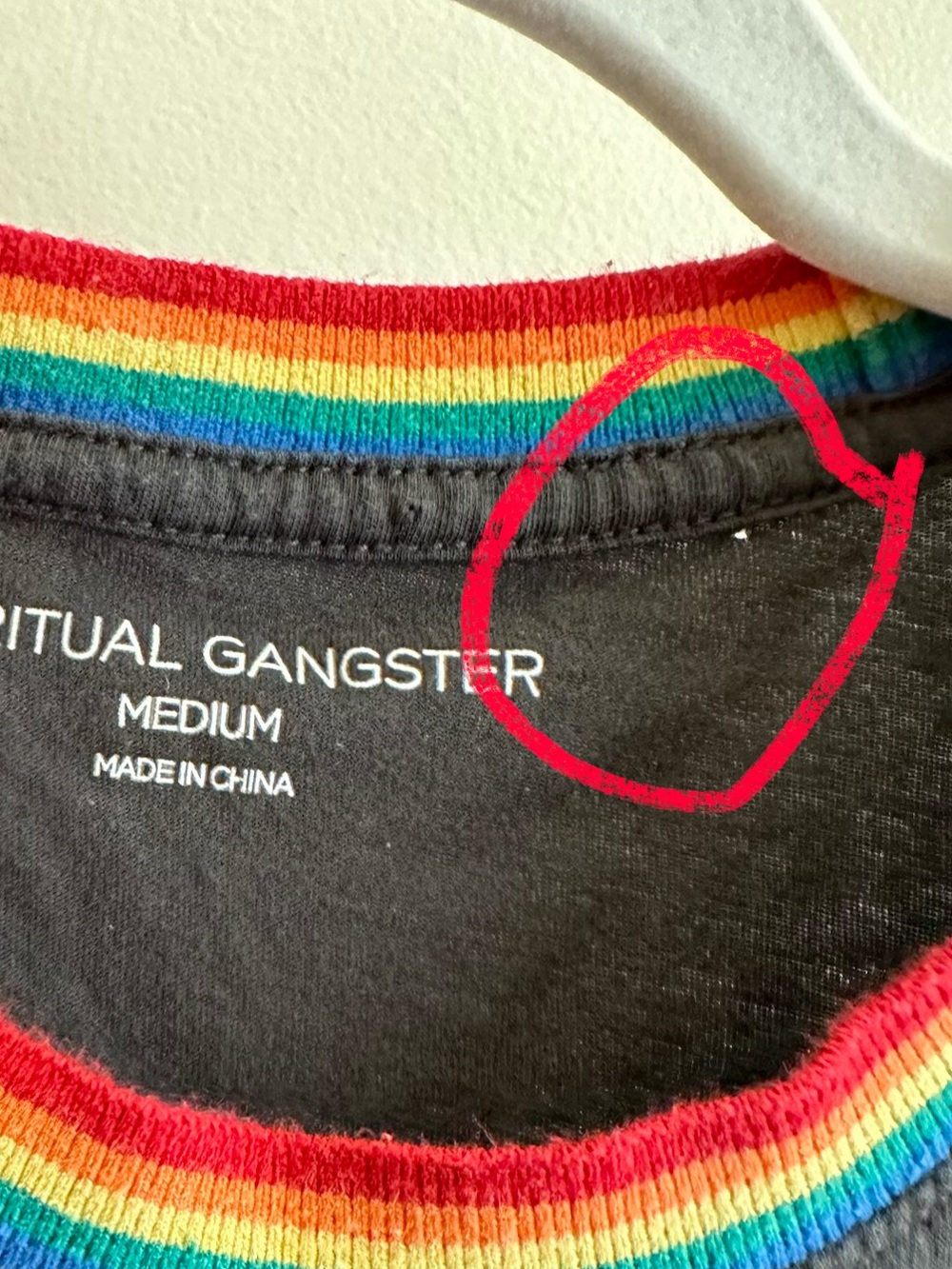 Spiritual Gangster Love Is My Superpower Rainbow-Trim Tank Top M - Picture 7 of 8